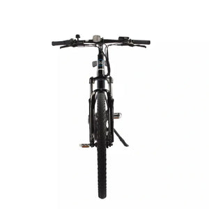 Front view of the Dallingridge Coniston V3 hardtail electric mountain bike in black and blue.