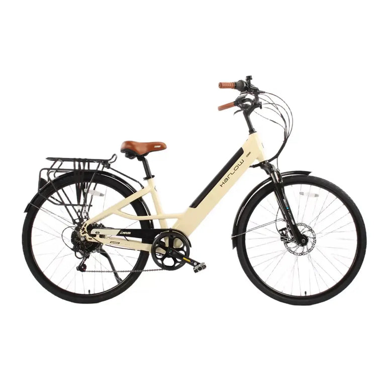 Side profile of the Dallingridge Harlow V3 electric bike with integrated battery and rear pannier rack.