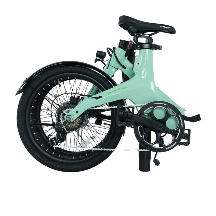E-Go CarbonStep folding e-bike fully folded for storage
