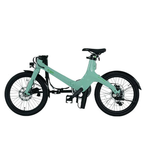 E-Go CarbonStep in Duck Egg with the handlebar folded down, side view