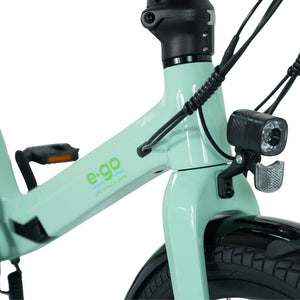Front light and e-Go logo on the head tube of the E-Go CarbonStep