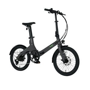 E-Go CarbonStep folding electric bike in Gloss Grey, side view of the step through frame