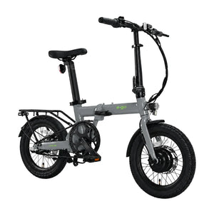 E-Go Lite 3S folding electric bike in Gloss Grey, side view with rear rack