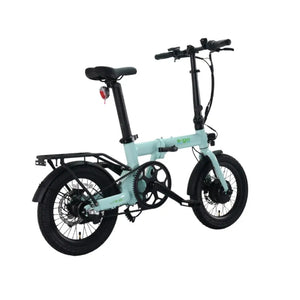 Angled view of the E-Go Lite 3S folding electric bike, showcasing its compact commuter design.