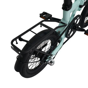 View of the rear disc brake, rear cargo rack