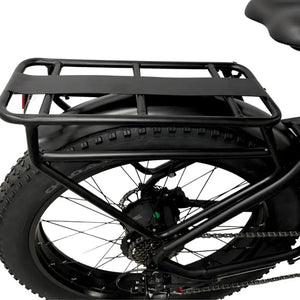 Close-up of the rear cargo rack, fat tyre, and hub motor on the EMovement Panther V4.2.