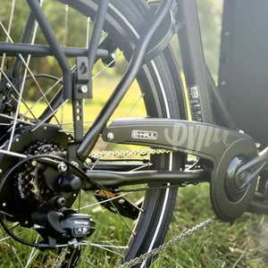 Emu E-Haul chain guard and Shimano Tourney drivetrain detail