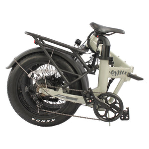 The Emu Fat Tyre electric bike folded down and photographed from the side