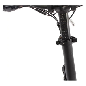 Adjustable seatpost with height markings on the Emu Fat Tyre folding electric bike