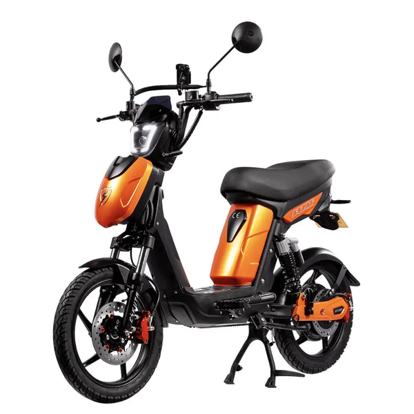 Eskuta SX-250 Series 4 Explorer moped-style electric bike with 250W motor, finished in sleek orange.
