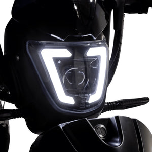 LED headlight lit on the Eskuta SX-250 Series 4 electric bike