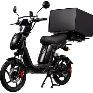 Eskuta SX-250 Series 4 cargo moped-style electric bike with 250W motor, black finish, and large rear delivery box.