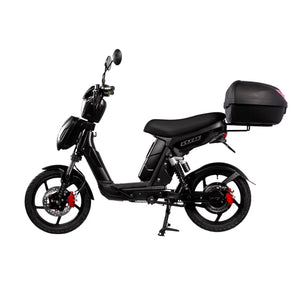 Eskuta SX-250 Voyager Max moped-style electric bike with 250W motor, grey body panels, and large rear storage box for enhanced carrying capacity.