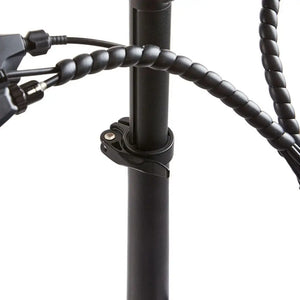 Detail view of the quick-release clamp on the handlebar stem allowing for height adjustment on the EZEGO Fold bike.