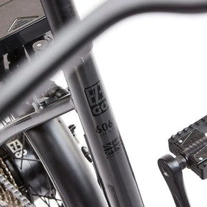 Close-up of the 6061 Superlight aluminium frame decal on the seat tube of the EZEGO Fold bike.
