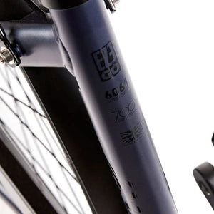 Detail shot of the 6061 Superlight aluminium frame decal on the EZEGO Step NX electric bike.