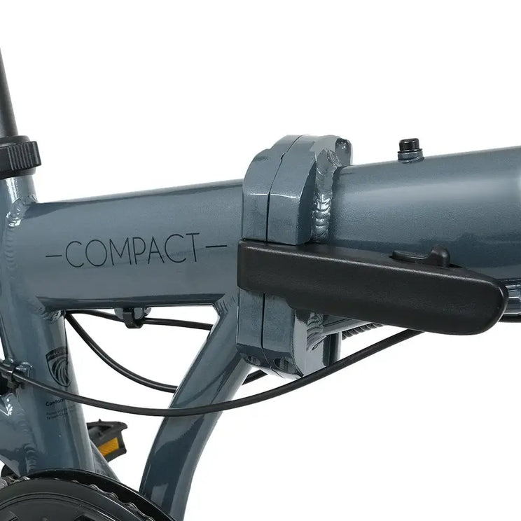 Falcon Compact electric folding bike 250W frame hinge detail showing secure folding mechanism for compact storage.