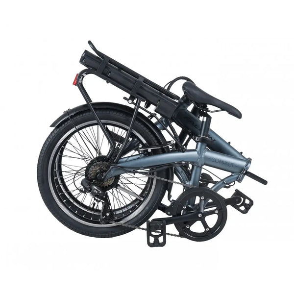 Falcon Compact Electric Folding Bike 250W folded for compact storage.