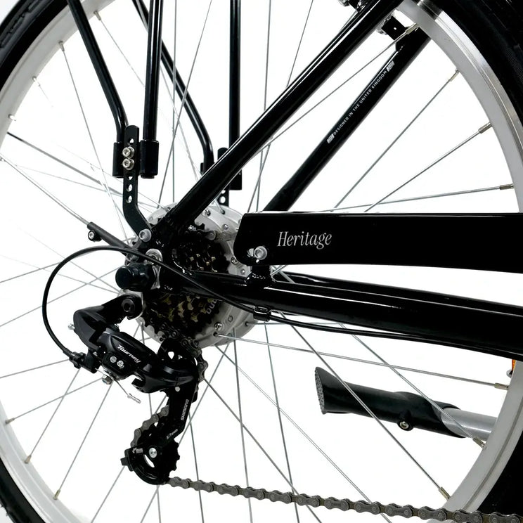 Falcon Heritage Low Step rear hub, cassette and Shimano Tourney derailleur
