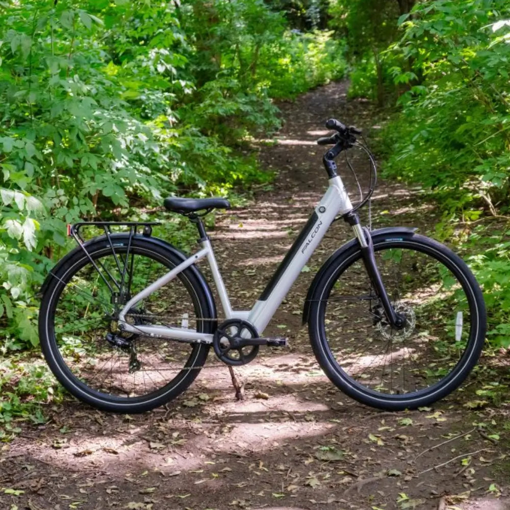 electric hybrid bicycle uk Falcon Horizon Low Step (17") Electric Hybrid Bike 250W – Bike Yard Online
