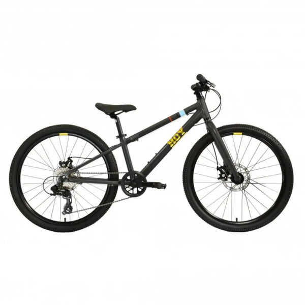 Side view of the HOY Pentland 26-inch kids' pedal bike in black, showing the lightweight alloy frame.