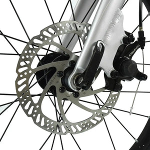 Tektro mechanical disc brake caliper and 160mm rotor on the Titanium Silver HOY Pentland