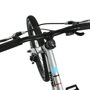 Handlebar cockpit and Shimano Rapidfire shifter on the Titanium Silver HOY Pentland