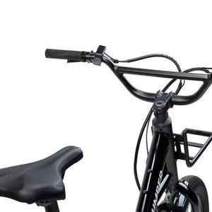 Close up of the Humber Flex LT handlebars with ergonomic grips and compact display controls.