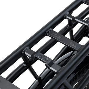 Close up of the Humber Flex LT rear cargo rack with integrated mounting points and frame design.
