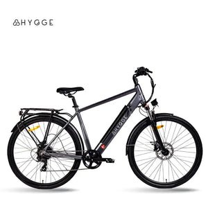 Size view of the Hygge Aarhus electric bike in Graphite Grey, showcasing its sleek urban commuter design.