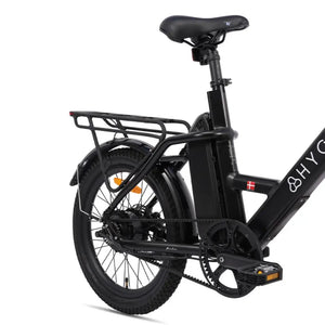 Hygge Herlev Auto electric bike 250W showing rear rack and belt drive drivetrain system on urban e-bike.