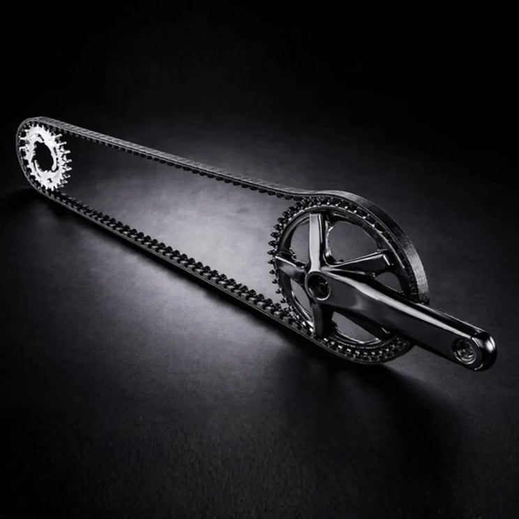 Hygge Herlev e bike belt drive system with crankset showing clean, low maintenance drivetrain setup.