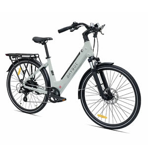 Hygge Lossø step-through electric bike 250W angled view highlighting upright geometry and commuter-friendly design.