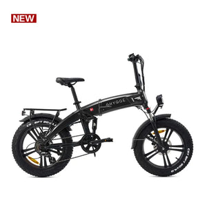 Full side profile of the Hygge Sorø 2026 Foldable Electric Bike in black, showing the robust frame and 20-inch fat tyres.