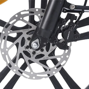Hygge Sorø electric bike Tektro front disc brake for strong and reliable stopping power.