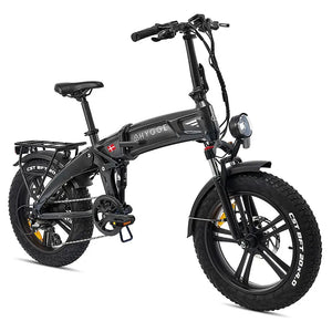 Hygge Sorø folding electric bike with full suspension and fat tyres in black for all-terrain comfort and stability.