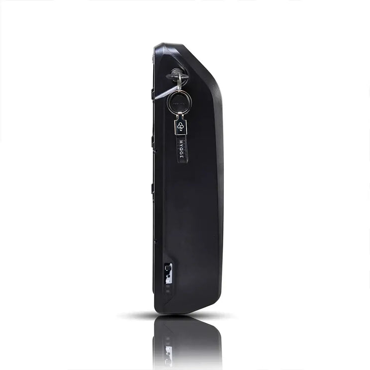 Hygge Vester electric bike removable battery pack with key lock system for secure and convenient charging.