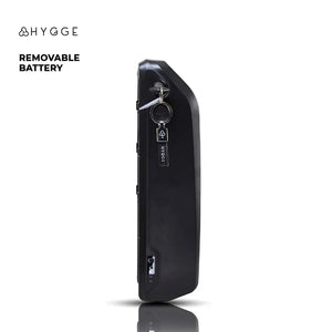 Upright view of the Hygge Vester Series 2025 spare battery designed for electric bikes.