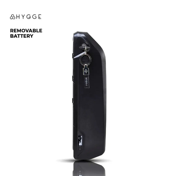 Upright view of the Hygge Vester Series 2025 spare battery designed for electric bikes.