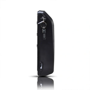 The removable battery for the Hygge Vester Step Folding Fat Tyre Electric Bike 250W shown against a dark background.