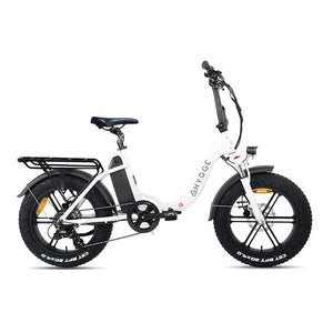 Hygge Vester step-through electric bike in white with low frame side profile.