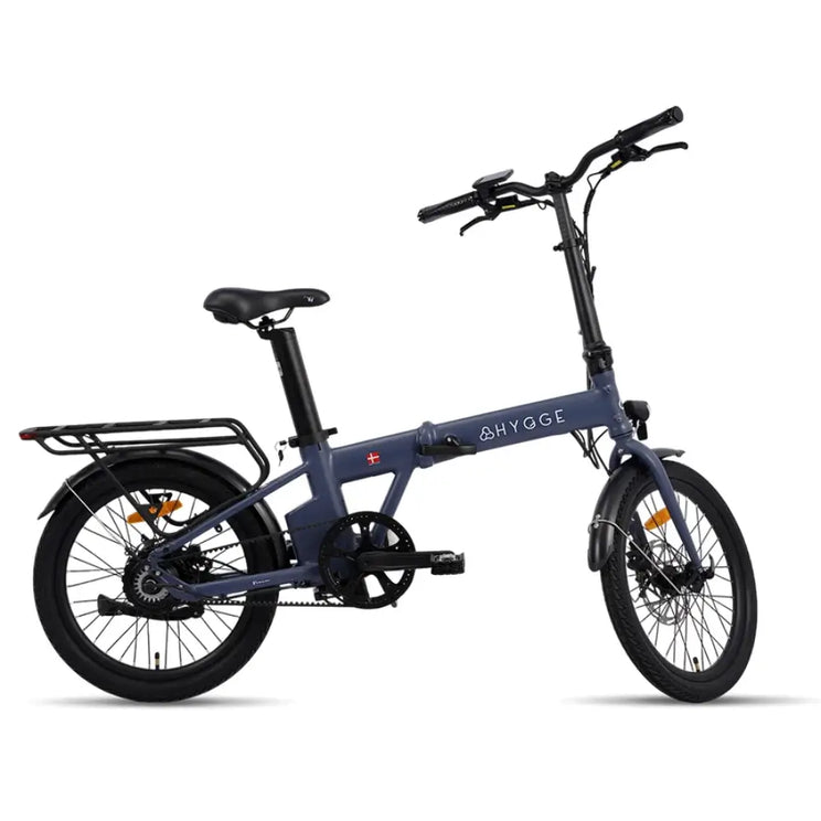 Hygge Virum folding electric bike 250W shown in angled view highlighting compact frame and urban design.