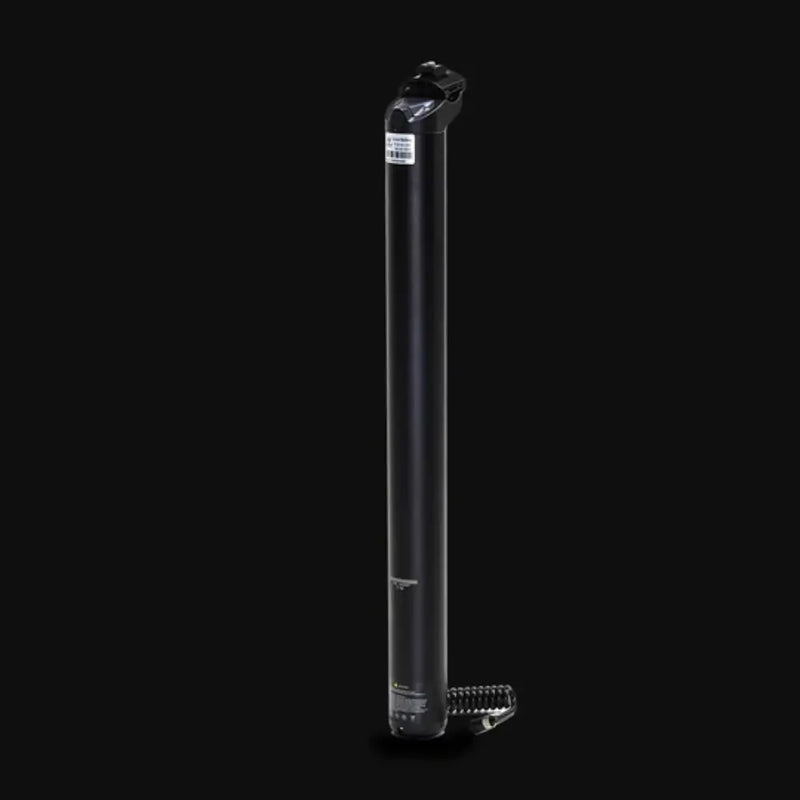 Close-up of the removable battery for the Hygge Virum Folding Electric Bike shown against a dark background.