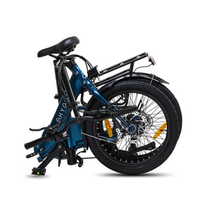 Hygge Virum folding electric bike fully folded for easy storage and transport in compact urban spaces.