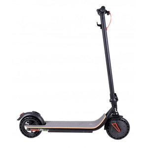 Side view of the Li-Fe 350HC electric scooter 350W in black, showing deck, wheels, and upright design.