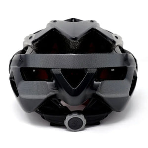 Rear view of the Livall BH60SE smart road bike helmet showing the adjustment dial and integrated LED safety light.