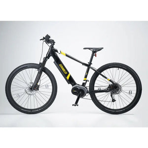 Side profile of the Mark2 Scrambler CL electric mountain bike in a sleek matte black finish.