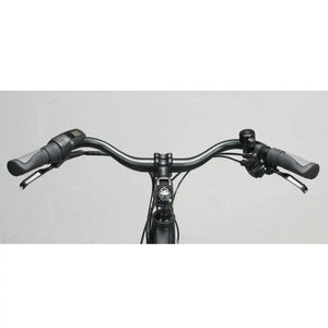 Top-down view of the ergonomic handlebars, LCD display, and control set on the Mark2 X-Cross 450.