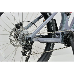 Rear derailleur and gear system of the Revom M1 Full-Suspension electric mountain bike.