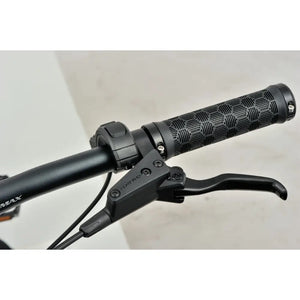 Left handlebar with brake lever of the Revom M1 Full-Suspension electric mountain bike.